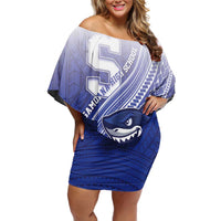 Personalized Samoana High School Off Shoulder Short Dress Polynesian Tribal Shark