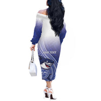 Personalized Samoana High School Off The Shoulder Long Sleeve Dress Polynesian Tribal Shark LT05 - Polynesian Pride