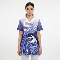 Personalized Samoana High School Scrub Top Polynesian Tribal Shark - Polynesian Pride