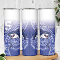 Personalized Samoana High School Skinny Tumbler Polynesian Tribal Shark LT05 - Polynesian Pride