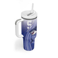 Personalized Samoana High School Tumbler With Handle Polynesian Tribal Shark LT05 - Polynesian Pride