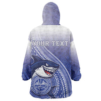 Personalized Samoana High School Wearable Blanket Hoodie Polynesian Tribal Shark