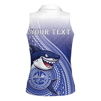 Personalized Samoana High School Women Sleeveless Polo Shirt Polynesian Tribal Shark