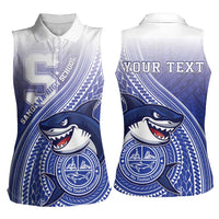 Personalized Samoana High School Women Sleeveless Polo Shirt Polynesian Tribal Shark