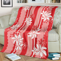 Hawaii Kakau Tribal Blanket With Red Tiare