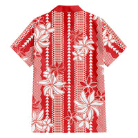 Hawaii Kakau Tribal Family Matching Mermaid Dress and Hawaiian Shirt With Red Tiare LT05 - Polynesian Pride