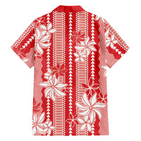Hawaii Kakau Tribal Family Matching Off Shoulder Maxi Dress and Hawaiian Shirt With Red Tiare LT05 - Polynesian Pride