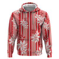 Hawaii Kakau Tribal Hoodie With Red Tiare