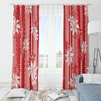 Hawaii Kakau Tribal Window Curtain With Red Tiare