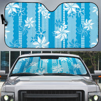 Hawaii Kakau Tribal Auto Sun Shade With Blue Tiare