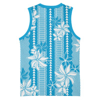Hawaii Kakau Tribal Basketball Jersey With Blue Tiare