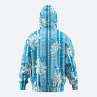 Hawaii Kakau Tribal Hoodie With Blue Tiare