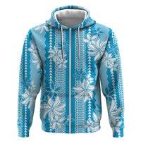 Hawaii Kakau Tribal Zip Hoodie With Blue Tiare