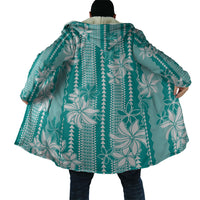 Hawaii Kakau Tribal Cloak With Teal Tiare