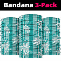 Hawaii Kakau Tribal Neck Gaiter With Teal Tiare