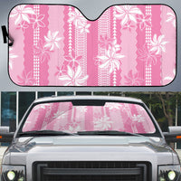 Hawaii Kakau Tribal Auto Sun Shade With Pink Tiare