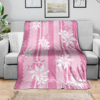 Hawaii Kakau Tribal Blanket With Pink Tiare