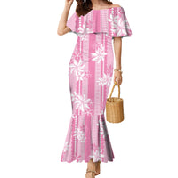 Hawaii Kakau Tribal Mermaid Dress With Pink Tiare