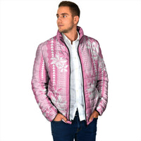 Hawaii Kakau Tribal Padded Jacket With Pink Tiare