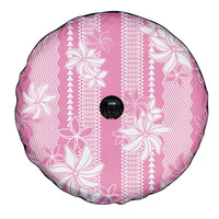 Hawaii Kakau Tribal Spare Tire Cover With Pink Tiare