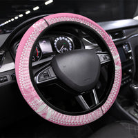 Hawaii Kakau Tribal Steering Wheel Cover With Pink Tiare