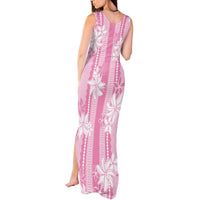 Hawaii Kakau Tribal Tank Maxi Dress With Pink Tiare