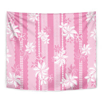 Hawaii Kakau Tribal Tapestry With Pink Tiare