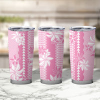 Hawaii Kakau Tribal Tumbler Cup With Pink Tiare