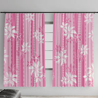 Hawaii Kakau Tribal Window Curtain With Pink Tiare