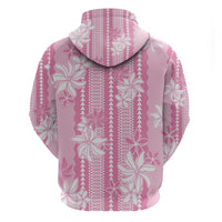 Hawaii Kakau Tribal Zip Hoodie With Pink Tiare