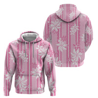 Hawaii Kakau Tribal Zip Hoodie With Pink Tiare