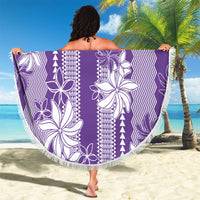 Hawaii Kakau Tribal Beach Blanket With Purple Tiare