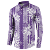 Hawaii Kakau Tribal Button Sweatshirt With Purple Tiare