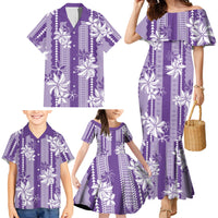Hawaii Kakau Tribal Family Matching Mermaid Dress and Hawaiian Shirt With Purple Tiare LT05 - Polynesian Pride