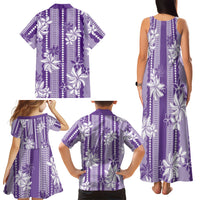 Hawaii Kakau Tribal Family Matching Tank Maxi Dress and Hawaiian Shirt With Purple Tiare LT05 - Polynesian Pride