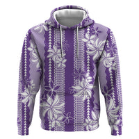 Hawaii Kakau Tribal Hoodie With Purple Tiare
