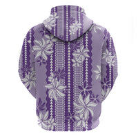 Hawaii Kakau Tribal Hoodie With Purple Tiare