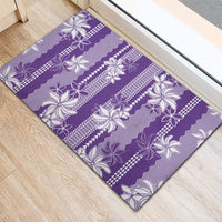 Hawaii Kakau Tribal Rubber Doormat With Purple Tiare