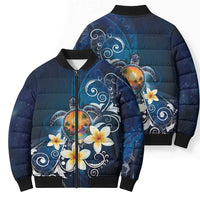 Hawaii Honu Bomber Puffer Jacket Polynesian Curves Plumeria - Polynesian Pride