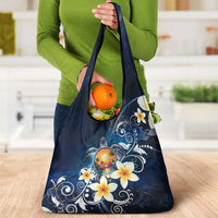 Hawaii Honu Grocery Bag Polynesian Curves Plumeria - Polynesian Pride