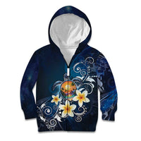 Hawaii Honu Kid Hoodie Polynesian Curves Plumeria - Polynesian Pride