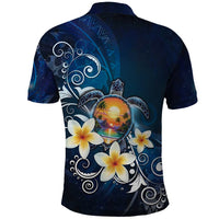 Hawaii Honu Polo Shirt Polynesian Curves Plumeria - Polynesian Pride