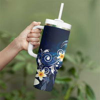 Hawaii Honu Tumbler With Handle Polynesian Curves Plumeria - Polynesian Pride