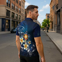 Hawaii Honu Zipper Polo Shirt Polynesian Curves Plumeria - Polynesian Pride