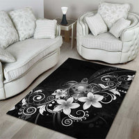 Hawaii Honu Area Rug Polynesian Curves Plumeria Grayscale - Polynesian Pride