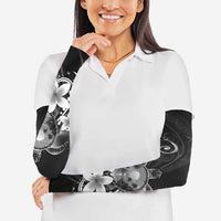 Hawaii Honu Arm Sleeves Polynesian Curves Plumeria Grayscale - Polynesian Pride