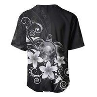 Hawaii Honu Baseball Jersey Polynesian Curves Plumeria Grayscale - Polynesian Pride