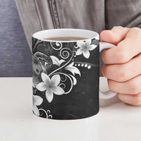 Hawaii Honu Ceramic Mug Polynesian Curves Plumeria Grayscale - Polynesian Pride