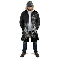 Hawaii Honu Cloak Polynesian Curves Plumeria Grayscale - Polynesian Pride