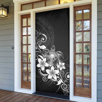 Hawaii Honu Door Cover Polynesian Curves Plumeria Grayscale - Polynesian Pride